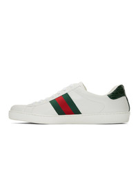 weiße bedruckte niedrige Sneakers von Gucci