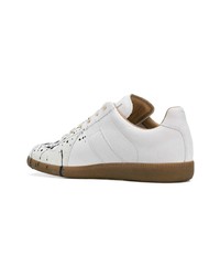 weiße bedruckte niedrige Sneakers von Maison Margiela