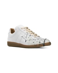 weiße bedruckte niedrige Sneakers von Maison Margiela