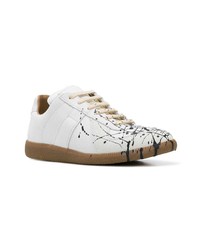 weiße bedruckte niedrige Sneakers von Maison Margiela