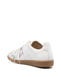 weiße bedruckte niedrige Sneakers von Maison Margiela