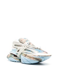 weiße bedruckte niedrige Sneakers von Balmain
