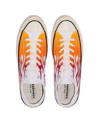weiße bedruckte Segeltuch niedrige Sneakers von Converse