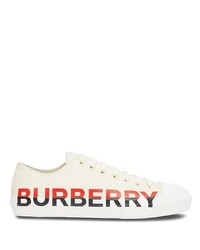 weiße bedruckte Segeltuch niedrige Sneakers von Burberry