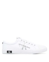 weiße bedruckte Segeltuch niedrige Sneakers von Calvin Klein