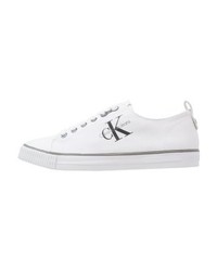 weiße bedruckte Segeltuch niedrige Sneakers von Calvin Klein