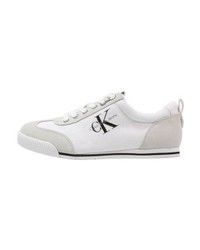 weiße bedruckte Segeltuch niedrige Sneakers von Calvin Klein
