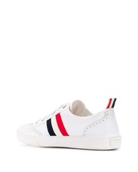 weiße bedruckte Segeltuch niedrige Sneakers von Thom Browne