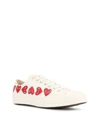 weiße bedruckte Segeltuch niedrige Sneakers von Comme des Garcons