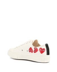 weiße bedruckte Segeltuch niedrige Sneakers von Comme des Garcons