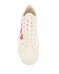 weiße bedruckte Segeltuch niedrige Sneakers von Comme des Garcons