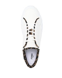weiße bedruckte Segeltuch niedrige Sneakers von Fendi