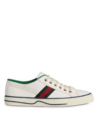 weiße bedruckte Segeltuch niedrige Sneakers von Gucci