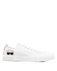 weiße bedruckte Segeltuch niedrige Sneakers von Karl Lagerfeld