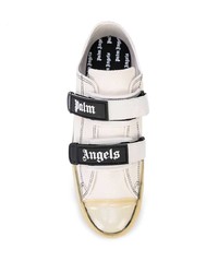 weiße bedruckte Segeltuch niedrige Sneakers von Palm Angels