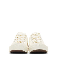 weiße bedruckte Segeltuch niedrige Sneakers von Comme Des Garcons Play