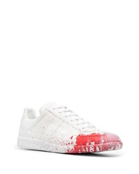 weiße bedruckte Segeltuch niedrige Sneakers von Maison Margiela