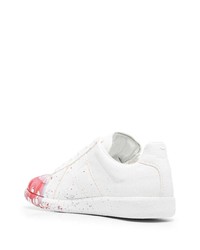 weiße bedruckte Segeltuch niedrige Sneakers von Maison Margiela