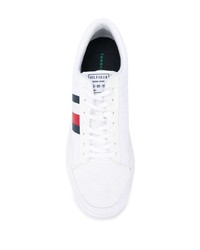 weiße bedruckte Segeltuch niedrige Sneakers von Tommy Hilfiger