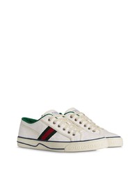 weiße bedruckte Segeltuch niedrige Sneakers von Gucci