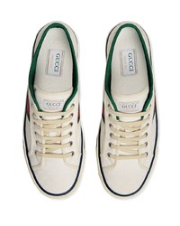 weiße bedruckte Segeltuch niedrige Sneakers von Gucci