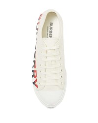 weiße bedruckte Segeltuch niedrige Sneakers von Burberry