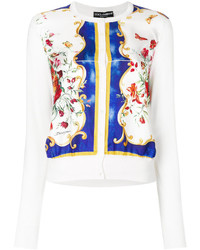 weiße bedruckte Seide Strickjacke von Dolce & Gabbana