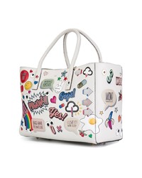 weiße bedruckte Shopper Tasche aus Leder von Anya Hindmarch