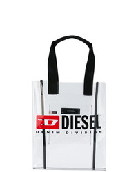 weiße bedruckte Shopper Tasche aus Leder von Diesel