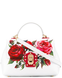 weiße bedruckte Shopper Tasche aus Leder von Dolce & Gabbana