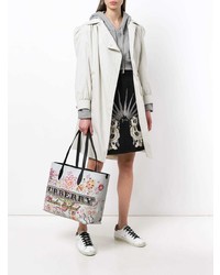 weiße bedruckte Shopper Tasche aus Leder von Burberry