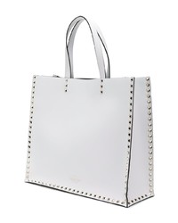 weiße bedruckte Shopper Tasche aus Leder von Valentino
