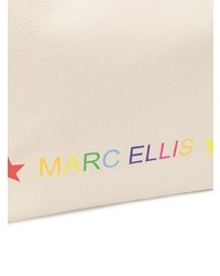 weiße bedruckte Shopper Tasche aus Leder von Marc Ellis