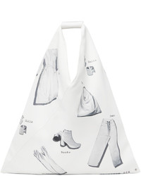 weiße bedruckte Shopper Tasche aus Leder von MM6 MAISON MARGIELA