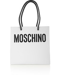 weiße bedruckte Shopper Tasche aus Leder von Moschino