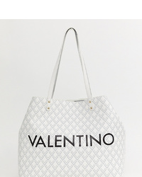 weiße bedruckte Shopper Tasche aus Leder von Valentino by Mario Valentino