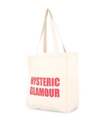 weiße bedruckte Shopper Tasche aus Segeltuch von Hysteric Glamour
