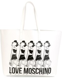 weiße bedruckte Shopper Tasche von Love Moschino