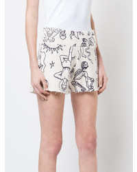 weiße bedruckte Shorts von The Elder Statesman