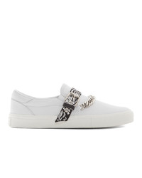 weiße bedruckte Slip-On Sneakers aus Leder von Amiri