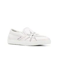 weiße bedruckte Slip-On Sneakers aus Leder von Jimmy Choo