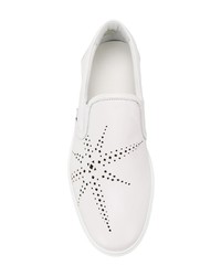 weiße bedruckte Slip-On Sneakers aus Leder von Jimmy Choo