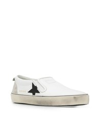 weiße bedruckte Slip-On Sneakers aus Leder von Golden Goose