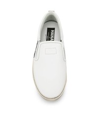 weiße bedruckte Slip-On Sneakers aus Leder von Golden Goose