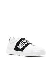 weiße bedruckte Slip-On Sneakers aus Leder von Moschino