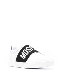 weiße bedruckte Slip-On Sneakers aus Leder von Moschino