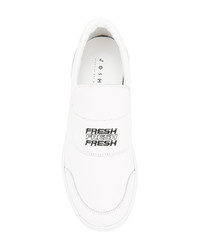 weiße bedruckte Slip-On Sneakers aus Leder von Joshua Sanders