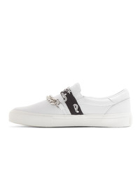 weiße bedruckte Slip-On Sneakers aus Leder von Amiri