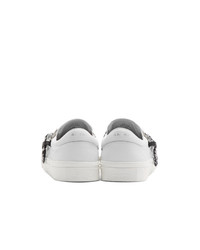 weiße bedruckte Slip-On Sneakers aus Leder von Amiri