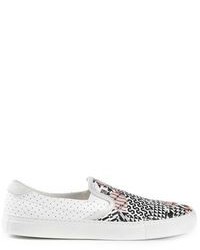 weiße bedruckte Slip-On Sneakers aus Segeltuch von Basso & Brooke